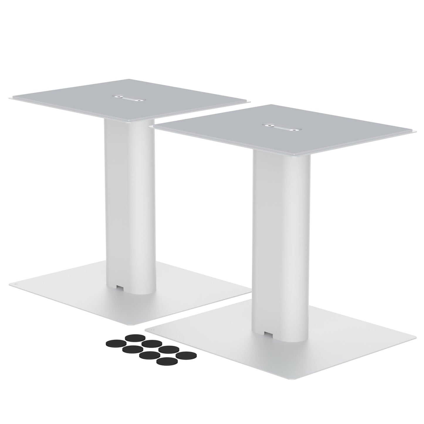 Suptek 9.4 x 8.2" Desktop Speaker Stands – Pair for Bookshelf & Desktop Speakers – 10" Height – Sturdy Base for Studio Monitors, PC, Gaming & Home Audio, White, SDM003LW