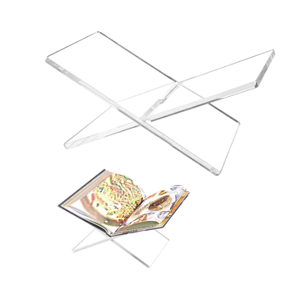 Generic Acrylic Book Stand - Clear, Stable & Widely Compatible for Books, Newspaper, Magazines, Textbooks, Recipe Holder Picture Display