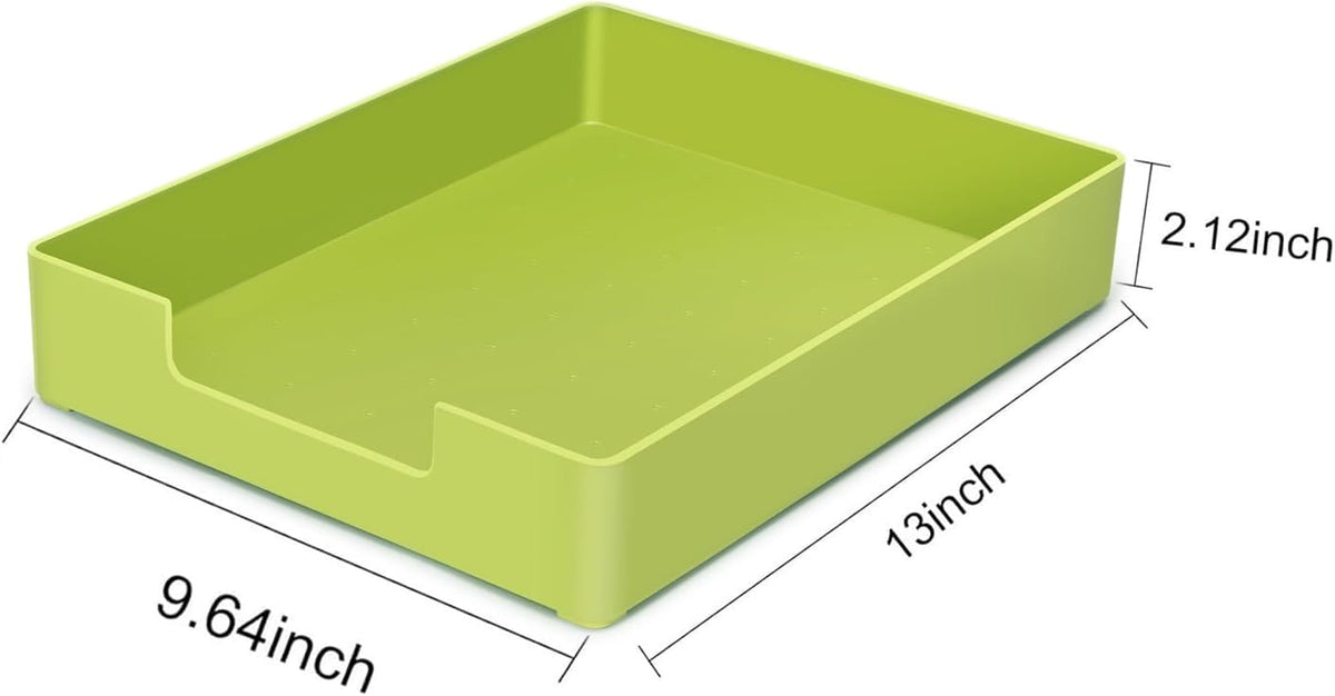 RHONZHAO Letter-Size Tray, Desk Drawer Organizer, A4 Plastic Paper Tray for Office, School, Home Storage, and Storage Containers for Gift Wrap, and Crafts (Green)