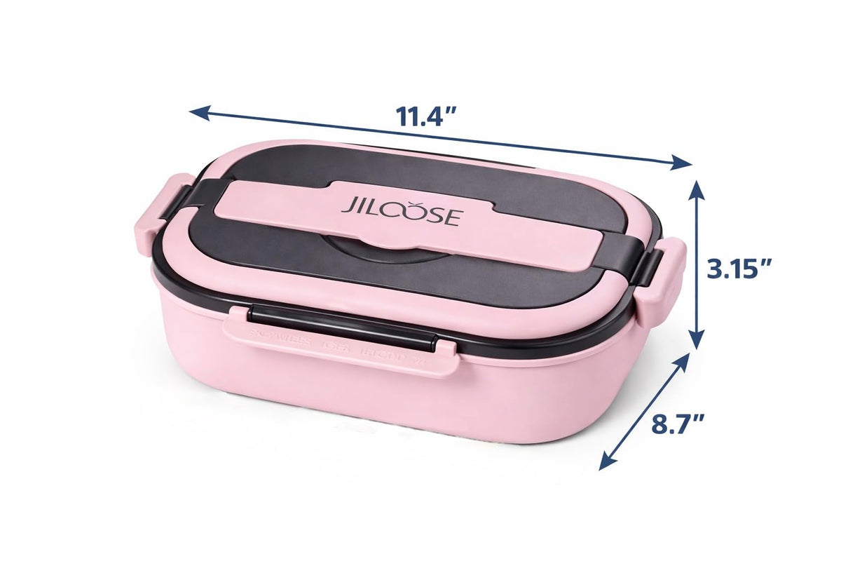 JILOOSE Stainless Steel Bento Box, Leak-Proof, BPA-Free, Dishwasher Safe, 4 Compartments Container School & Travel, Bento Lunch Box for Kids and Adults