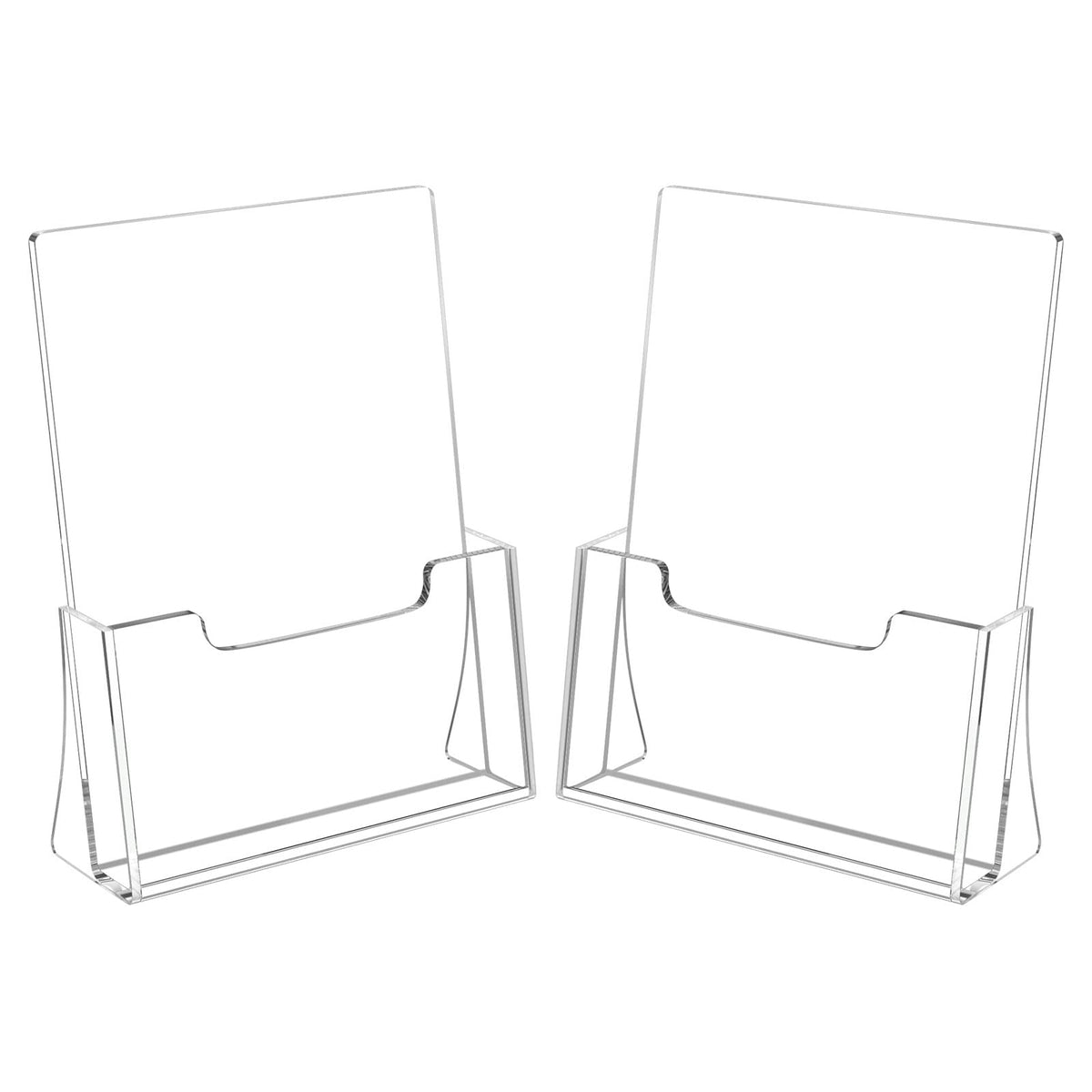 HIIMIEI Brochure Holder 8.5 x 11 inches, Acrylic Flyer Holder with 2 Pack, Plastic Stands for Displaying Magazines, Pamphlets, Literature, Brochures, Booklets, Menu