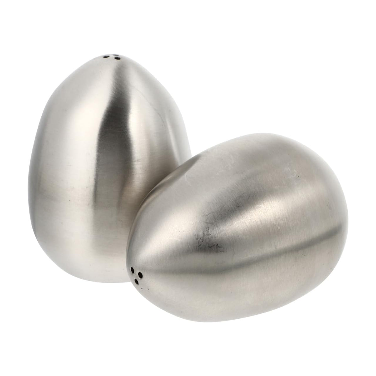 Hemoton 2-Piece Egg-Shaped Stainless Steel Spice Jars with 3-Hole Lids Salt and Pepper Shakers for Kitchen Dining and Bbq Seasoning
