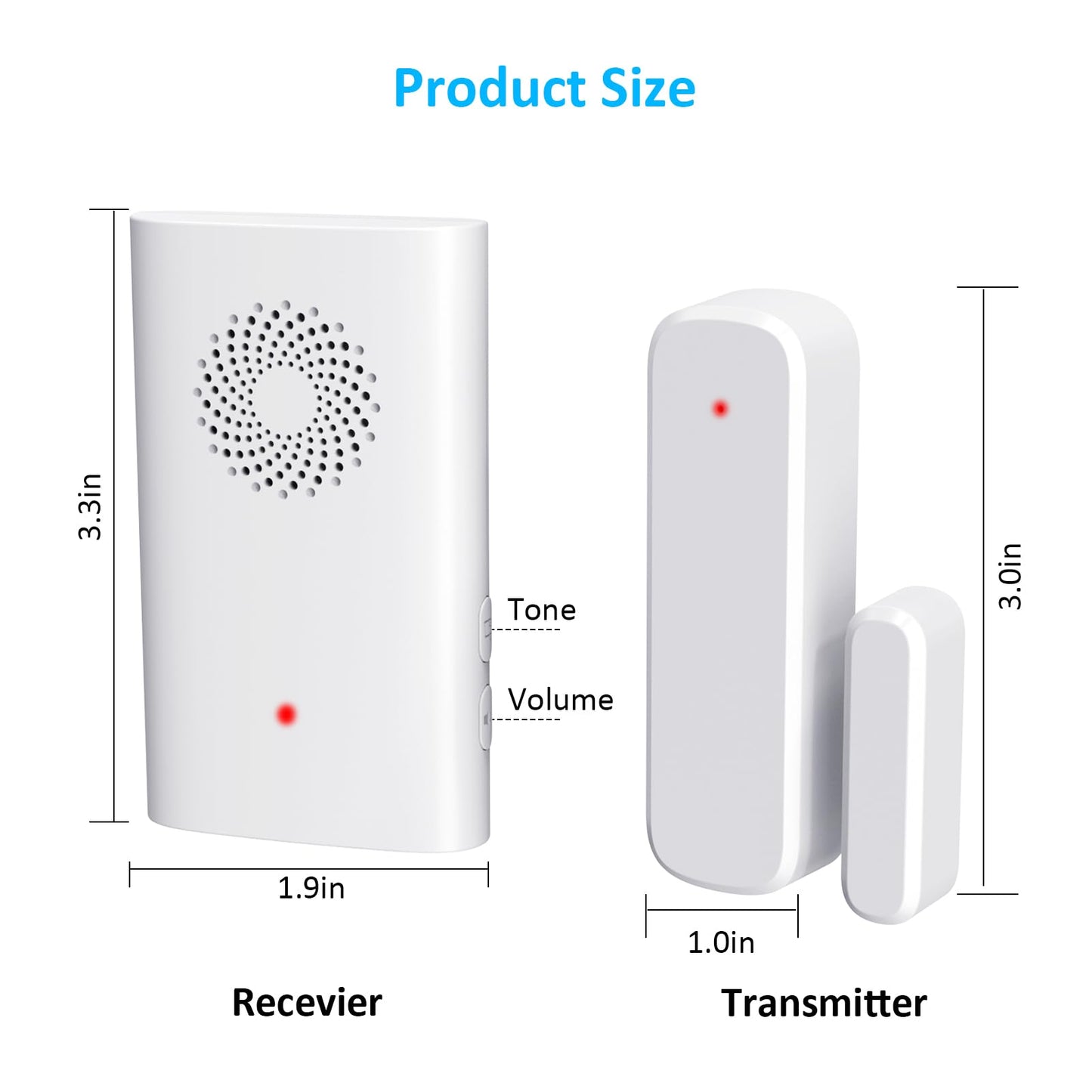 Wireless Door Chime, Door Open Sensor Alarm When Entry Business/Office/Store (500ft Range 51 Ringer Adjustable Volume) Home Alert Bell for Kid/Toddler Safety,1 Receiver +4 Sensors