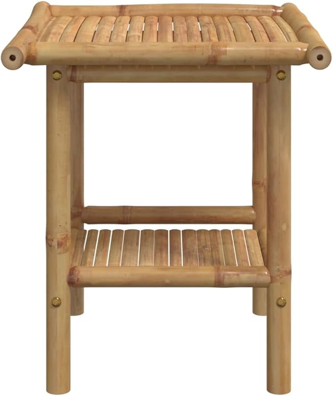 Bamboo Fiber Coffee Table with Storage Shelf, Eco-Friendly Modern Square Design