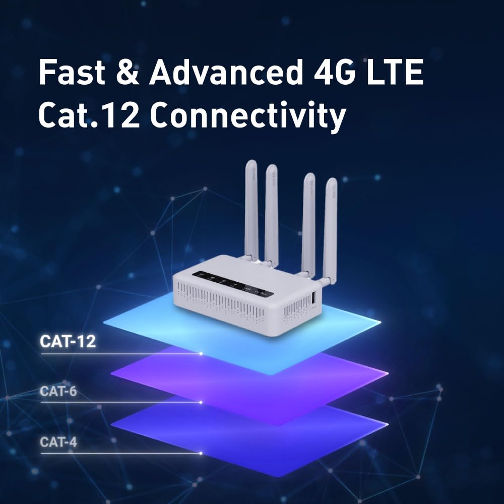 GL-X2000(Spitz Plus) Cellular Gateway 4G LTE Router for Home, RV, Road trips, Offices, CAT 12, Wifi 6 Router, Detachable Antennas, Dual-SIM, T-Mobile & AT&T IoT Certified, OpenVPN, WireGuard (NA Only)
