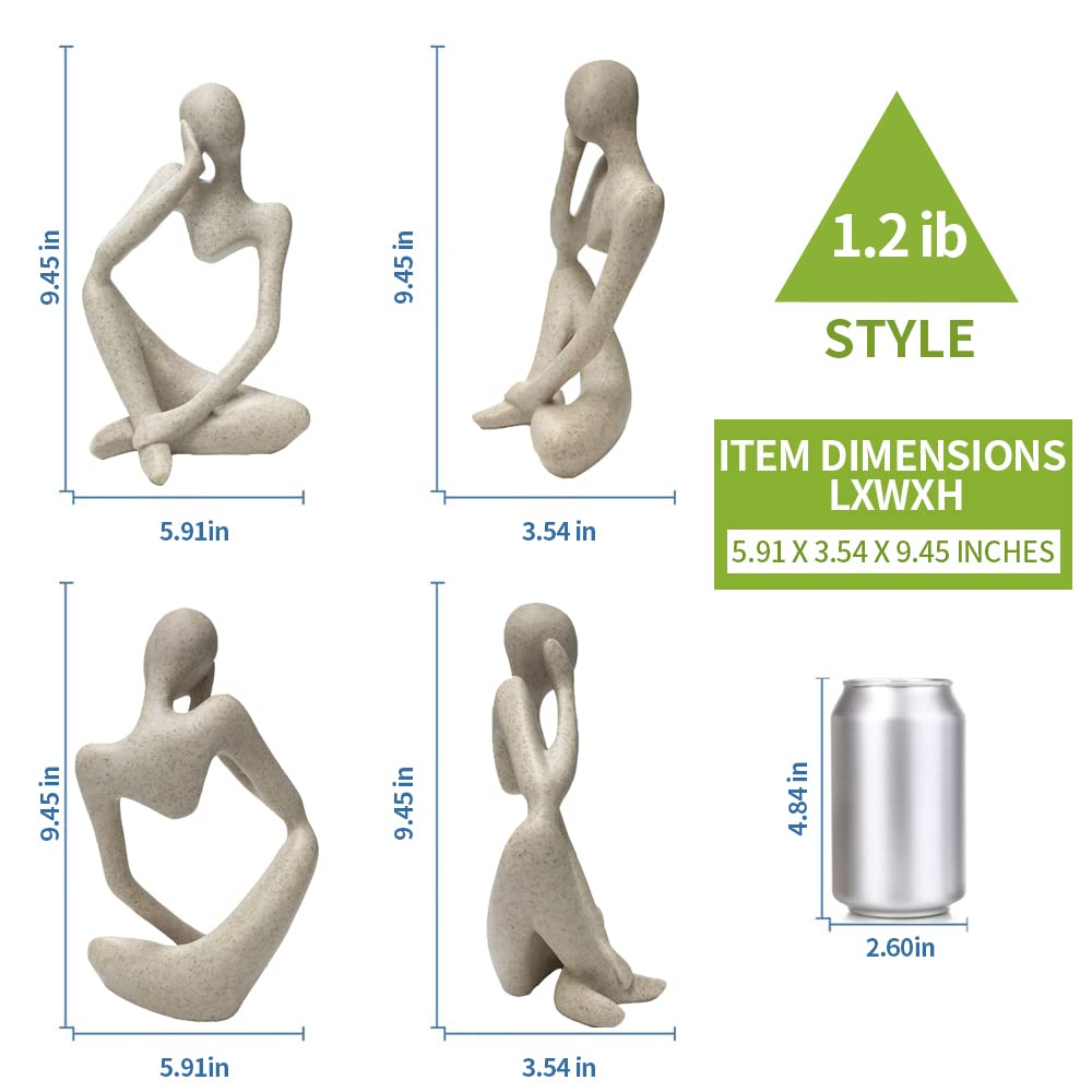 prosfalt Sandstone Resin Thinker Style Abstract Sculpture Statue Collectible Figurines Home Office Bookshelf Desktop Decor(Sandstone - Left Reverie)