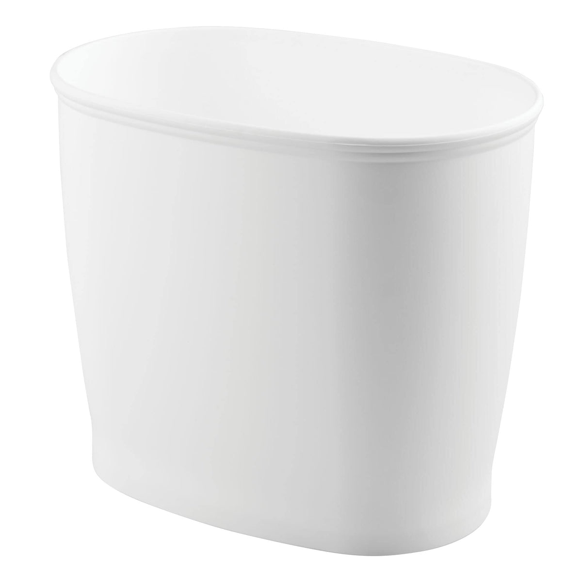 iDesign Slim Plastic Bathroom Trash Can, Small Garbage Bin for Bedroom, Office, Desk, Dorm, White