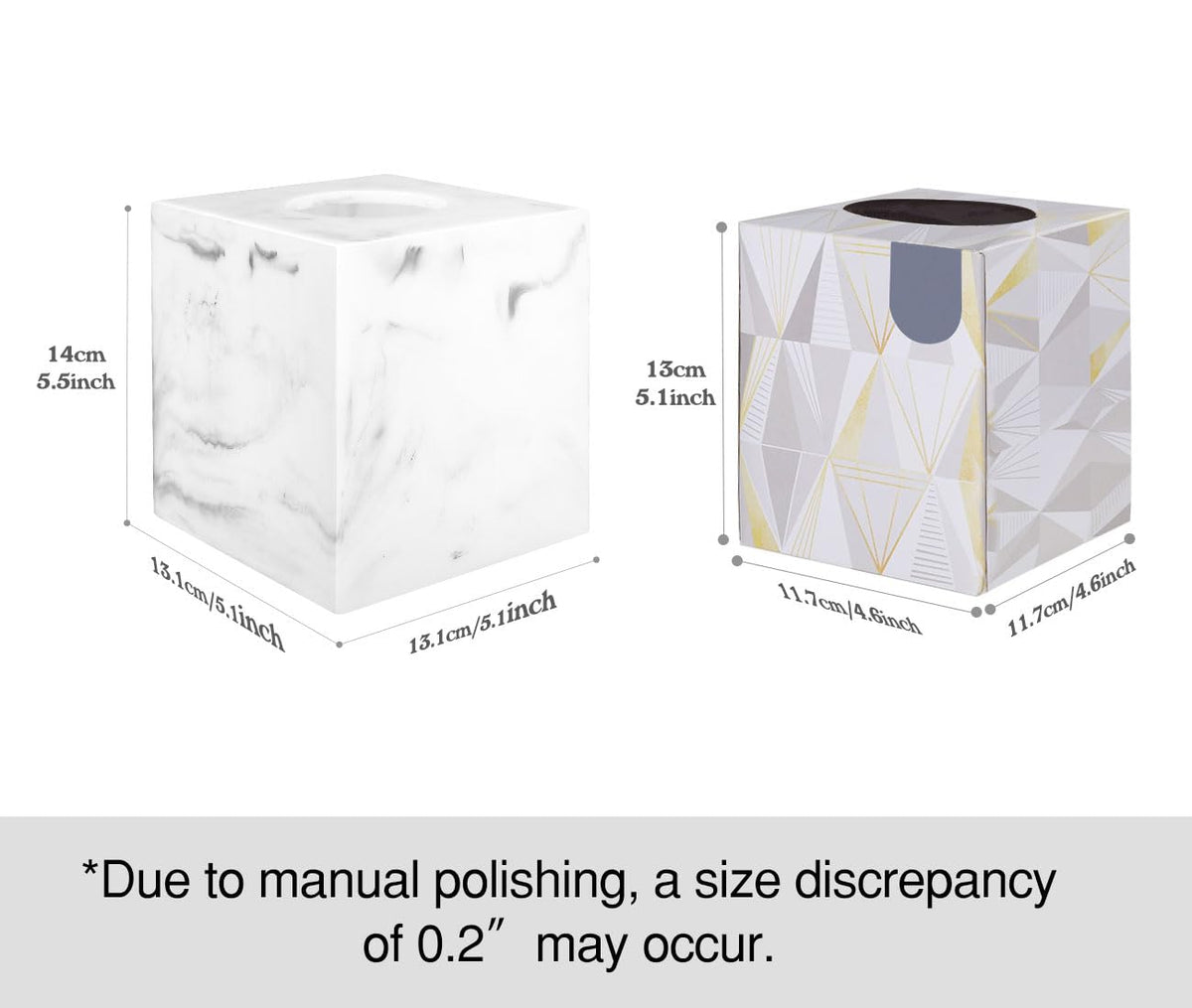 Luxspire Resin Paper Tissue Box Cover Holder, Square Facial Tissue Case, Pumping Paper Roll Toilet Paper Holder Napkin Dispenser for Office Bedroom Car Bathroom Vanity Accessories Decor, Marble White