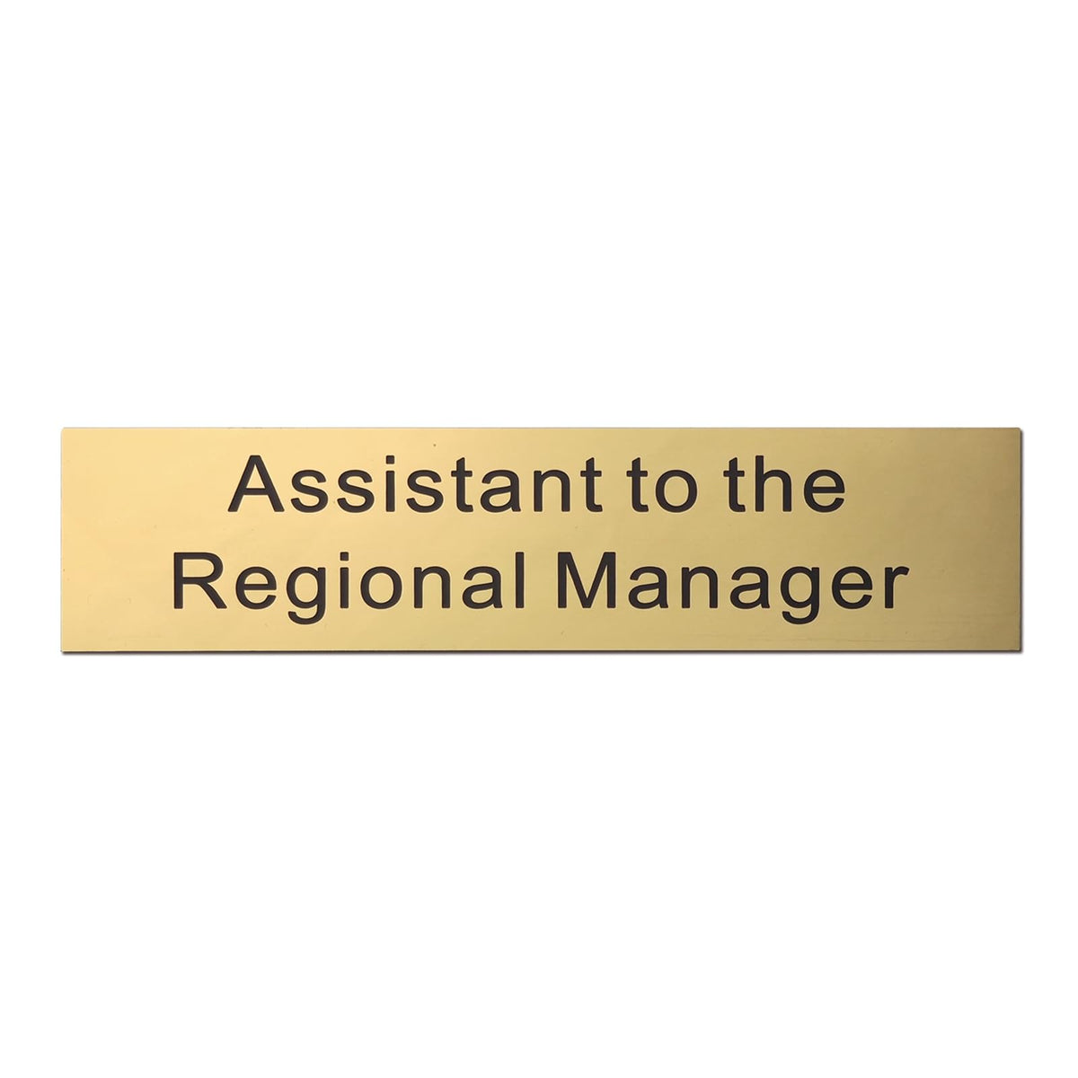 Assistant to The Regional Manager Desk Plate, 2 x 8 inch Novelty Name Plate, Gold Name Plate with Black Aluminum Desk Holder