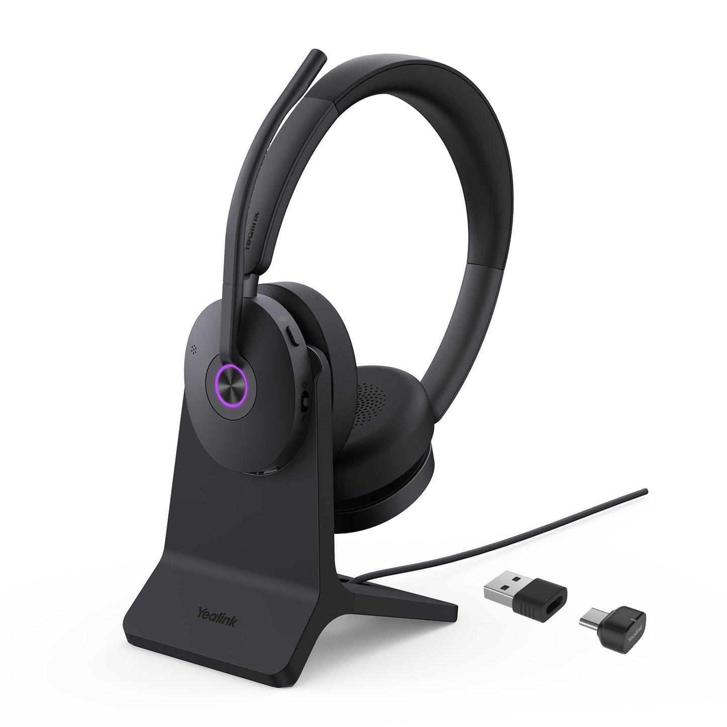 Yealink BH74 with Stand ANC Wireless Headset with Microphone for PC, Bluetooth Headset Noise Cancelling with 6 AI Mic, 32H Talk Time & Mute Button, Microsoft Teams Premium Open Office Certified UC