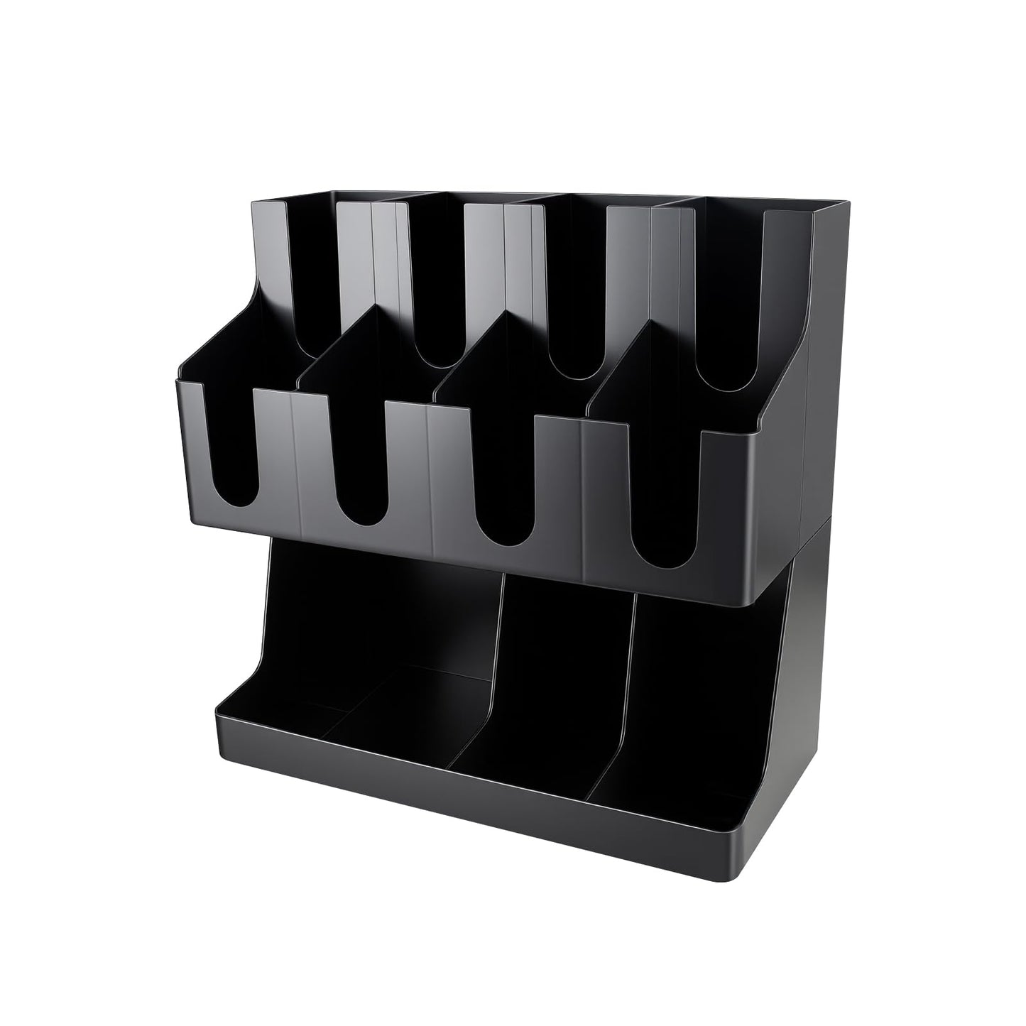 WELKOR Commercial Cup and Lid Holder with Straw Organizer,Disposable Coffee Cup Condiment Dispenser for Countertop Org, Coffee Bar, Beverage Cup, Kitchen, Breakroom (11 Compartment Upright)