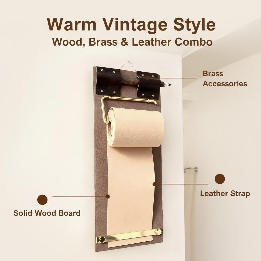 Alaviitsi Retro Clipboard Kraft Paper Dispenser, Wall Mounted 2.75 Inch Butcher Paper Roll Holder for Memo, to-Do List, Home and Work Decor