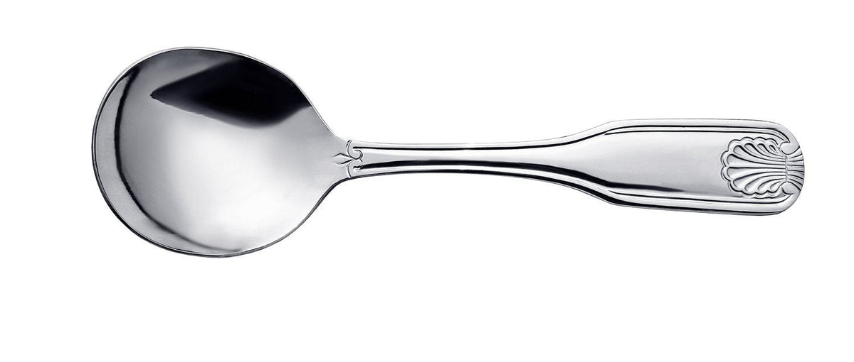 New Star Foodservice Shell Pattern 18/0 Stainless Steel Bouillon Spoon, 6.4-Inch, Set of 12, Commercial Grade