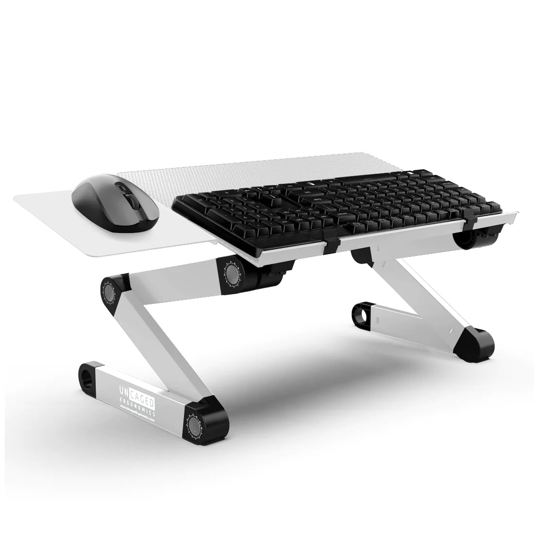 Uncaged Ergonomics Adjustable Keyboard Tray, Silver, Keyboard Tray, Ergonomic, Wrist Support, Portable, Universal, Aluminum