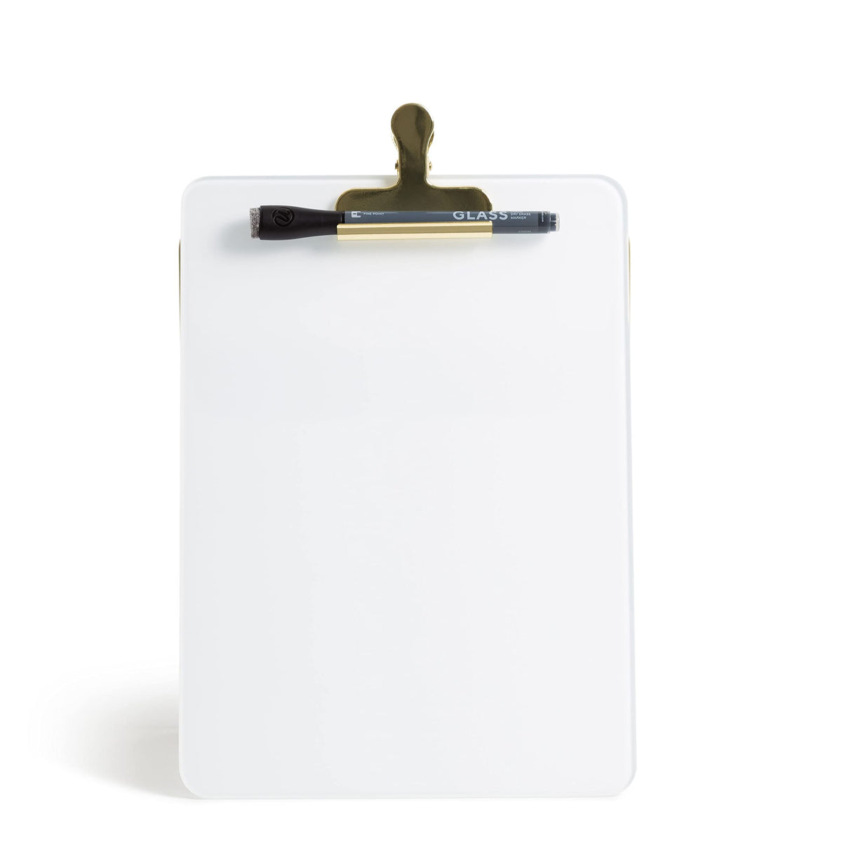 U Brands Glass Dry-Erase Desktop Easel, Tempered Glass, Gold Metal Stand, Removable Clip