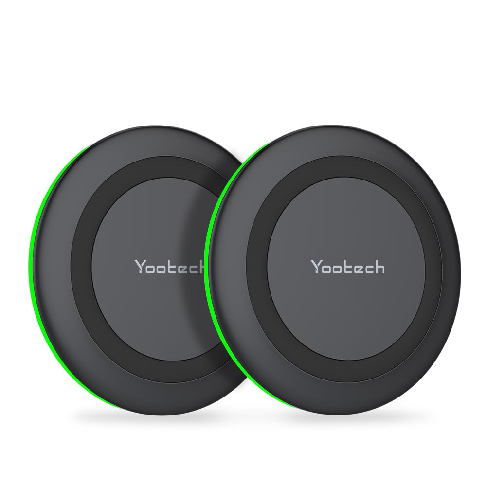 Yootech [2 Pack] Wireless Charger,10W Max Wireless Charging Pad Compatible with iPhone 17/17 Pro/17 Pro Max/Air/16/15/14/13/SE 2022/12/11,Samsung Galaxy S25/S24,for AirPods Pro 3(No AC Adapter)