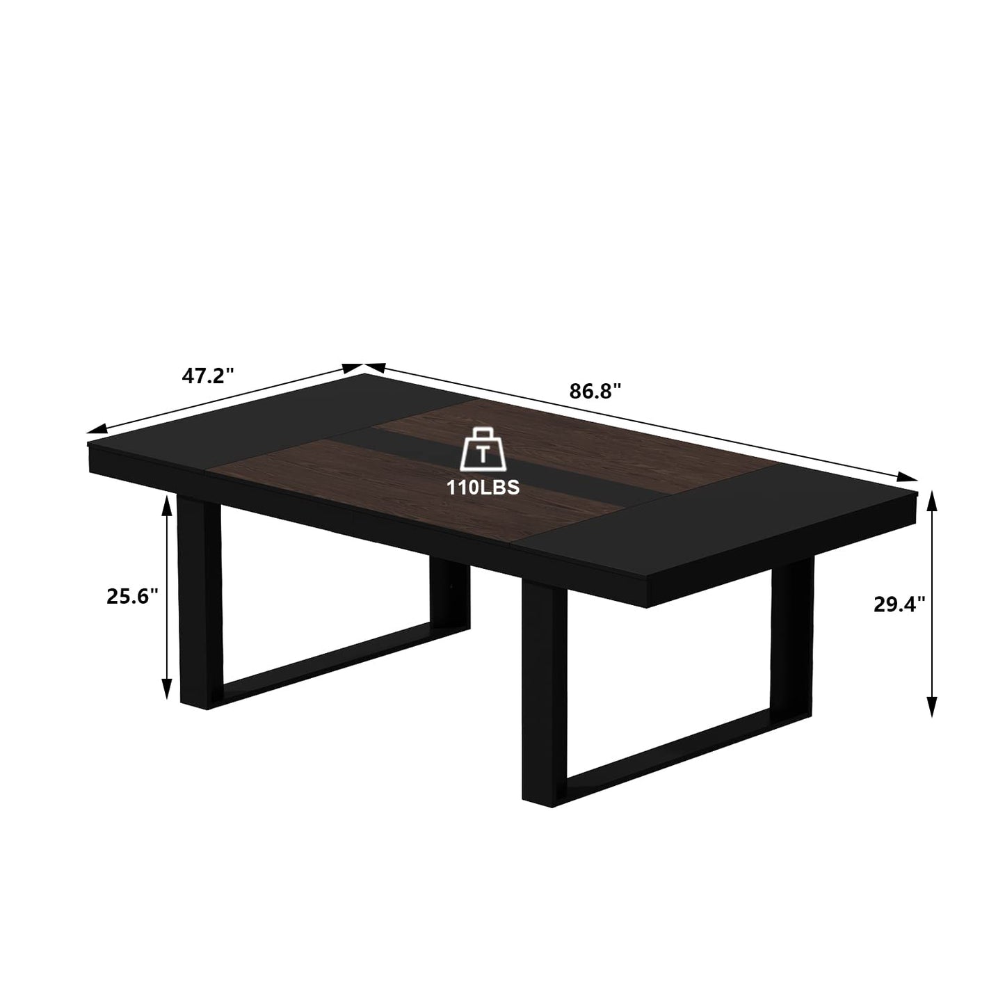 ECACAD 7FT Conference Table for 6-8 People, Large Rectangular Meeting Table, Modern Seminar Table for Office Meeting Conference Room, Black and Deep Brown (86.8”L x 47.2”W x 29.4”H)