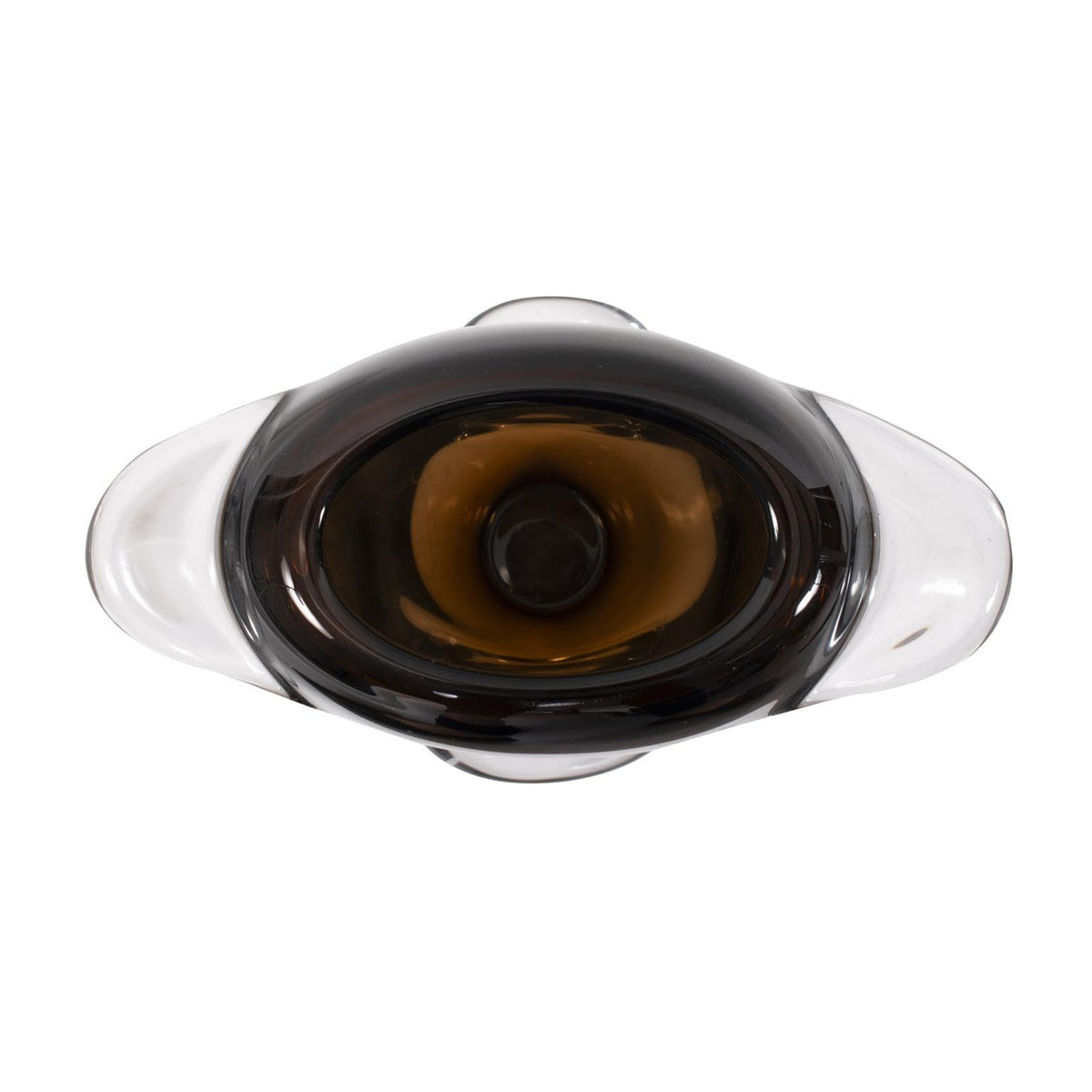 Howard Elliott Collection Smokey Umber Flared Edge Glass Vase Short, Handcrafted Amber Glass Vase with Sculpted Shape, Decorative Accent for Table, Shelf or Centerpiece, 9.875H x 12.25W x 5.875D