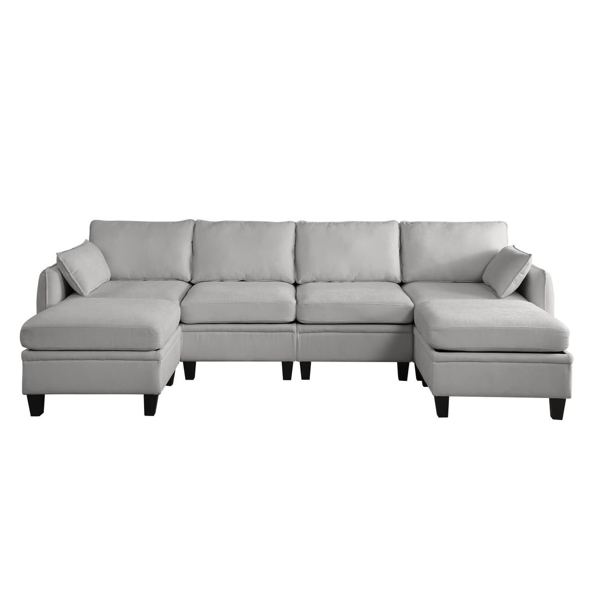 109" Modular Sectional Sofa, U-Shaped Cloud Couch with 2 Storage Ottoman, 6-Seat Chenille Deep Seat Sofa for Living Room, Apartment, Office, Grey