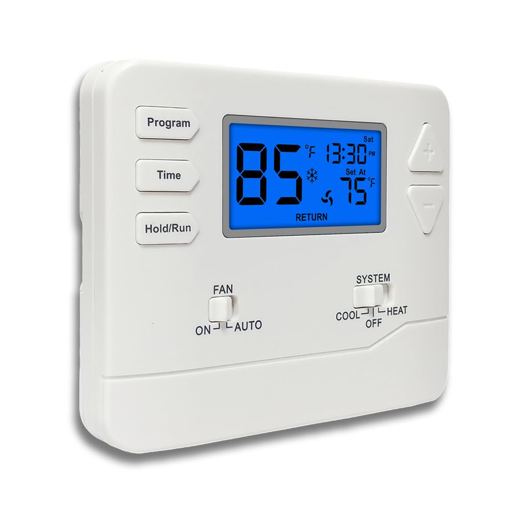 Programmable Thermostat for Home,Conventional Single-Stage Systems,5-1-1 Day Programmable Digital Energy-Saving Thermostat,up to 1 Heat/1 Cool Compatible with Gas System,Blue Backlight