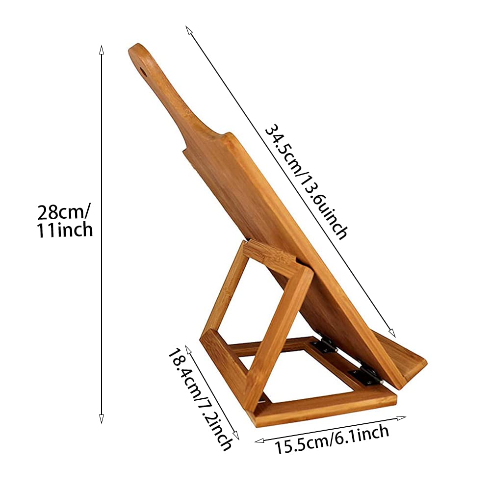Cookbook Stand for Kitchen Counter, Rustic Cookbook Display Holder for Convenient Cooking, Adjustable Pad Tablet Recipe Book Holder, Wood Cutting Board Style Kitchen Gifts for Cooking Lovers