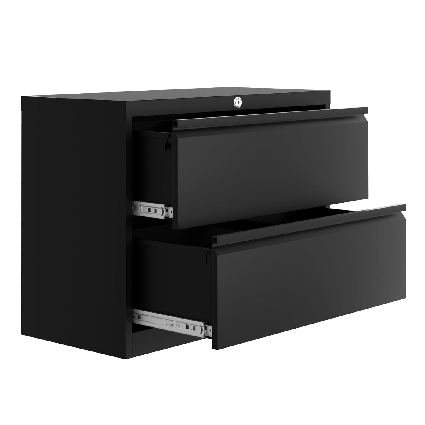 File Cabinet 2-Drawer Lateral with Lock, Metal Office Filing Cabinet for Letter/Legal/a4, Heavy Duty Storage Organizer, Full Extension Drawers, Anti-Tip Safety, Black, Home Office Organization
