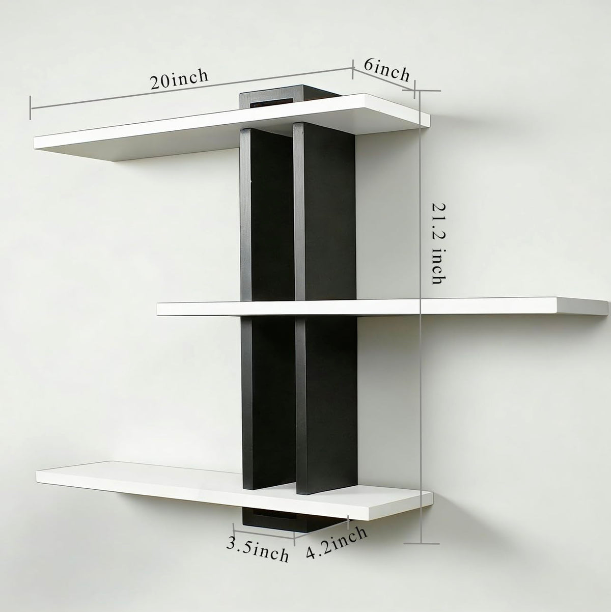 RIVERVALLA Black Floating Shelves for Wall 3 Tier White Bathroom Shelf Wall Mounted Modern Pine Wooden Shelves Rack for Livingroom Bedroom Kitchen Book Plants Organizers and Storage Decor