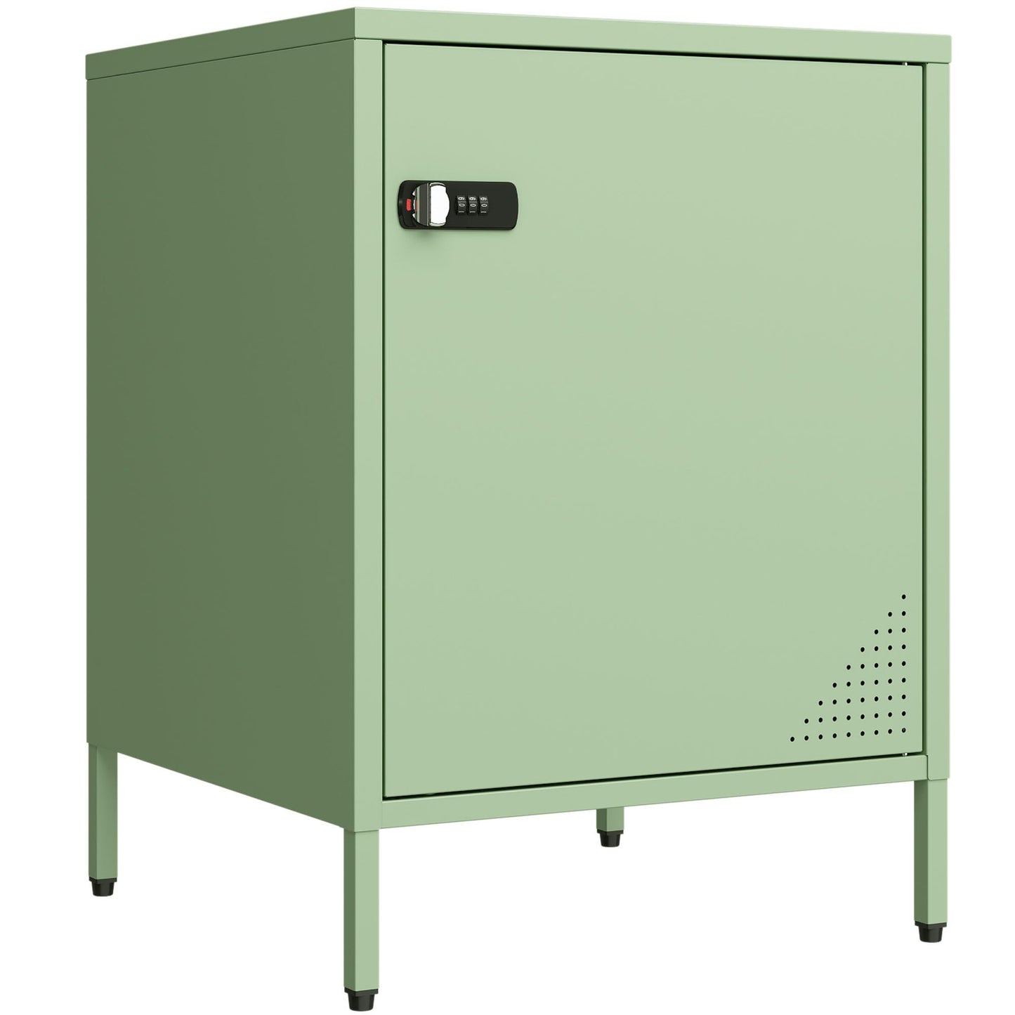 Steehoom Locker Nightstand Metal End Table Single Door Bedside Cabinet Lockable Storage Cabinet for Living Room, Bedroom, Dorm,Home, Office 21.26”H X 15.75”W X 15.75”D (1 Door, Green)