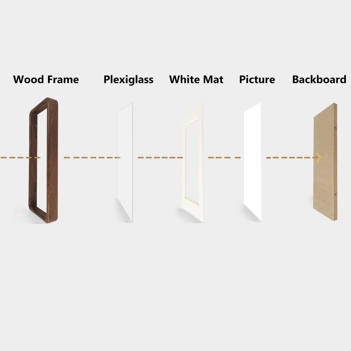 Natural Wood Photo Frames Inspired Tabletop Picture Frame with Mat, Vertical or Horizontal Display (Walnut, 8.5x11 matted to 6x8)