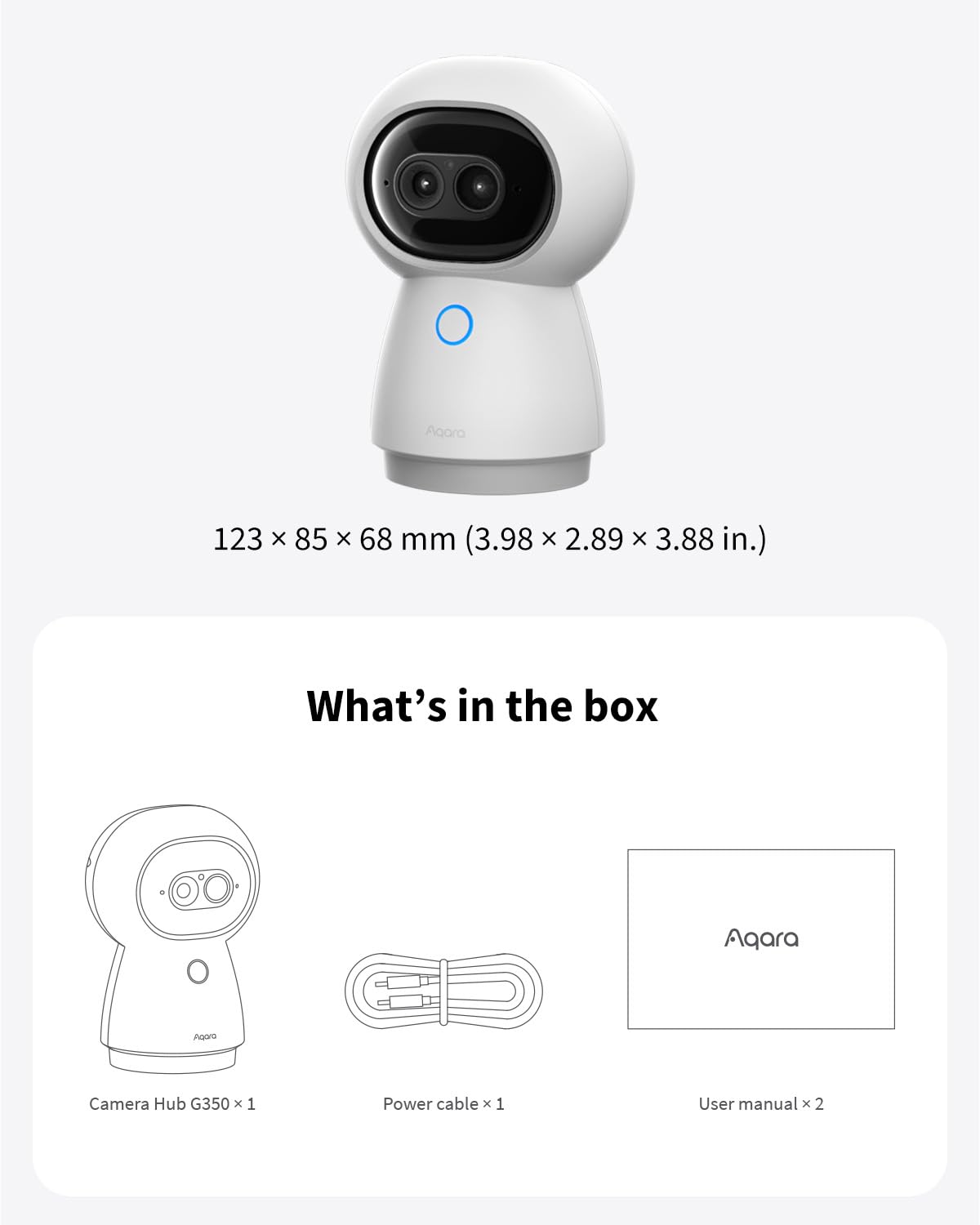 Aqara 4K UHD Dual-Lens Matter Camera Hub G350, Indoor Security Camera 9X Zoom, 360° Pan & Tilt, AI Auto-Tracking, Face/Gesture Recognition, Works with Apple HomeKit, Alexa, Google Home, SmartThings