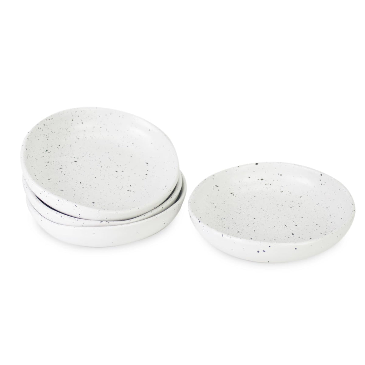 roro 5 Inch Handmade Ceramic Small Bowl, Glossy White Speckled