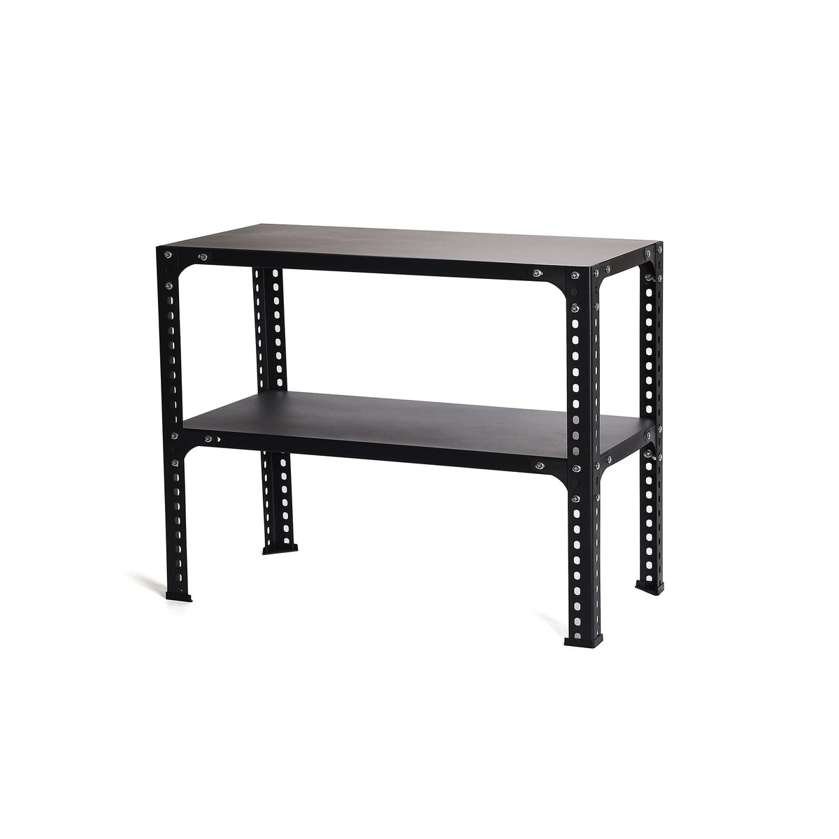 BEKMLOD 2 Layer Metal Storage Rack, Heavy Duty Adjustable Metal Rack Unit, Suitable for Garage Racks in Basements, Warehouses, and Storage Rooms, 23.6" H X 23.6" W X 11.8" D, Black