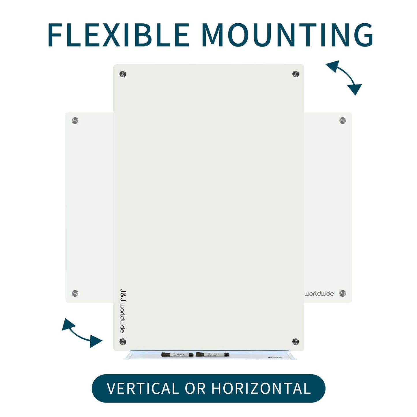 Magnetic Whiteboard, Glass Dry Erase Board 4' x 3' White Surface, White Board Frameless, Home School Supplies or Home Office Decor with Magnets, Markers, Eraser, Marker Tray