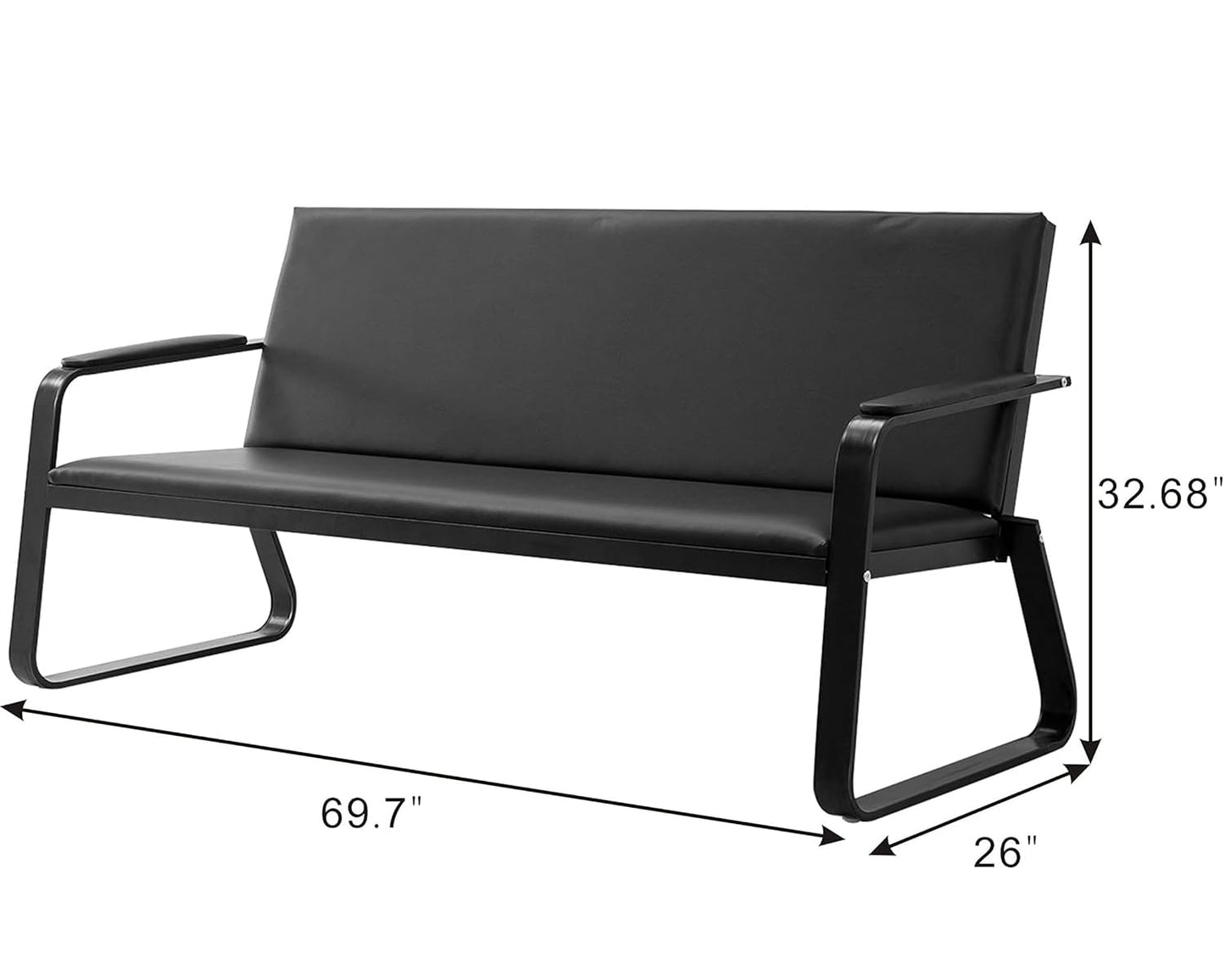 wonline 3-Seat Waiting Room Bench with Armrest PU Leather Office Waiting Room Furniture, Office Guest Seating Lobby Conference Reception Chair for Airport Clinic Hospital