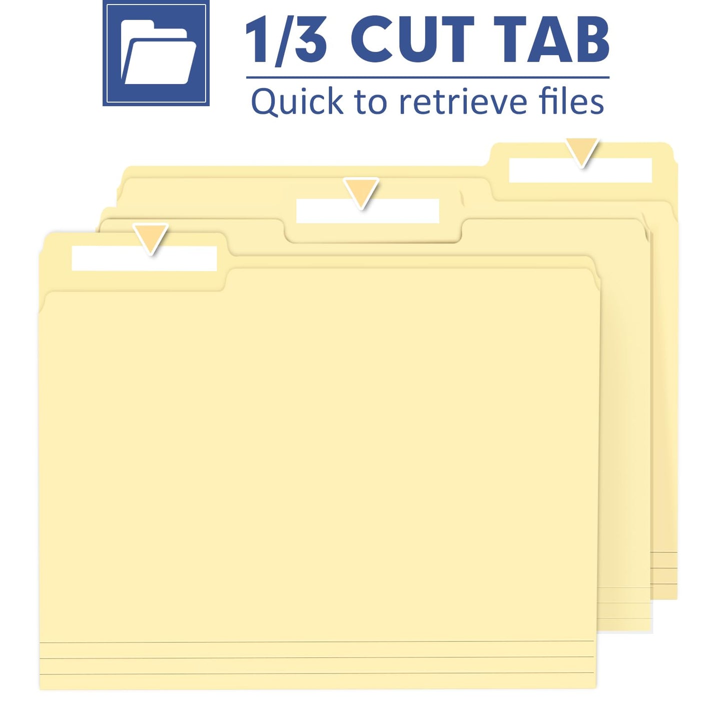 File Folder, PANDRI 30 Pack File Folder, 1/3 Cut Tab, Letter Size, Filing Folder for Office School Business, Manila
