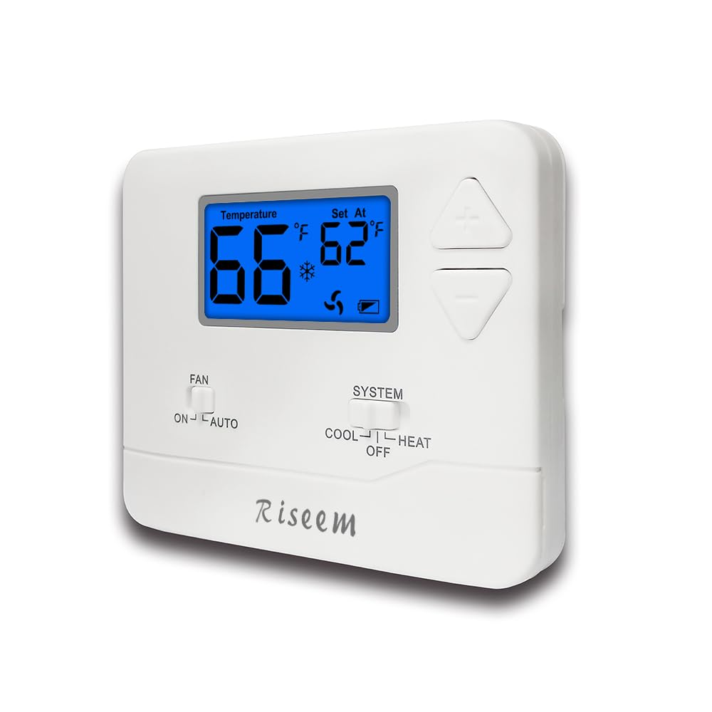 Non-Programmable Thermostat for Home Single-Stage Systems, 1 Heat/1 Cool, Easy DIY Install, Blue Backlight