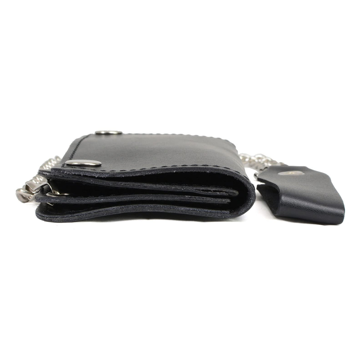 Milwaukee Leather Men's Genuine Leather Bi-Fold Biker Wallets w/Anti-Theft Stainless Steel Chain - 6 Inch