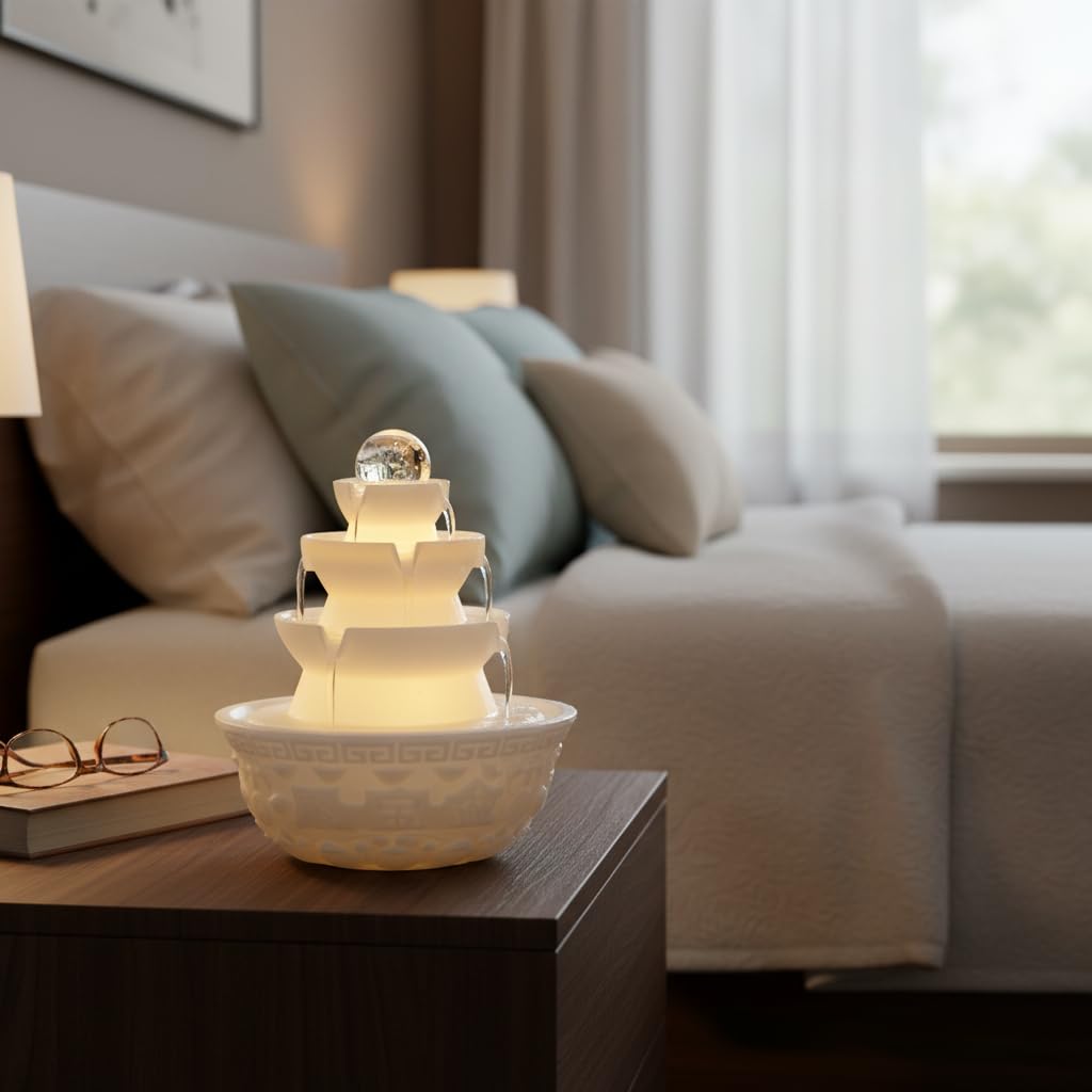 Tabletop Water Fountain - Desktop Waterfall Fountain Indoor Tabletop Humidifiers Home Decoration for Office, Living Room, or Bedroom