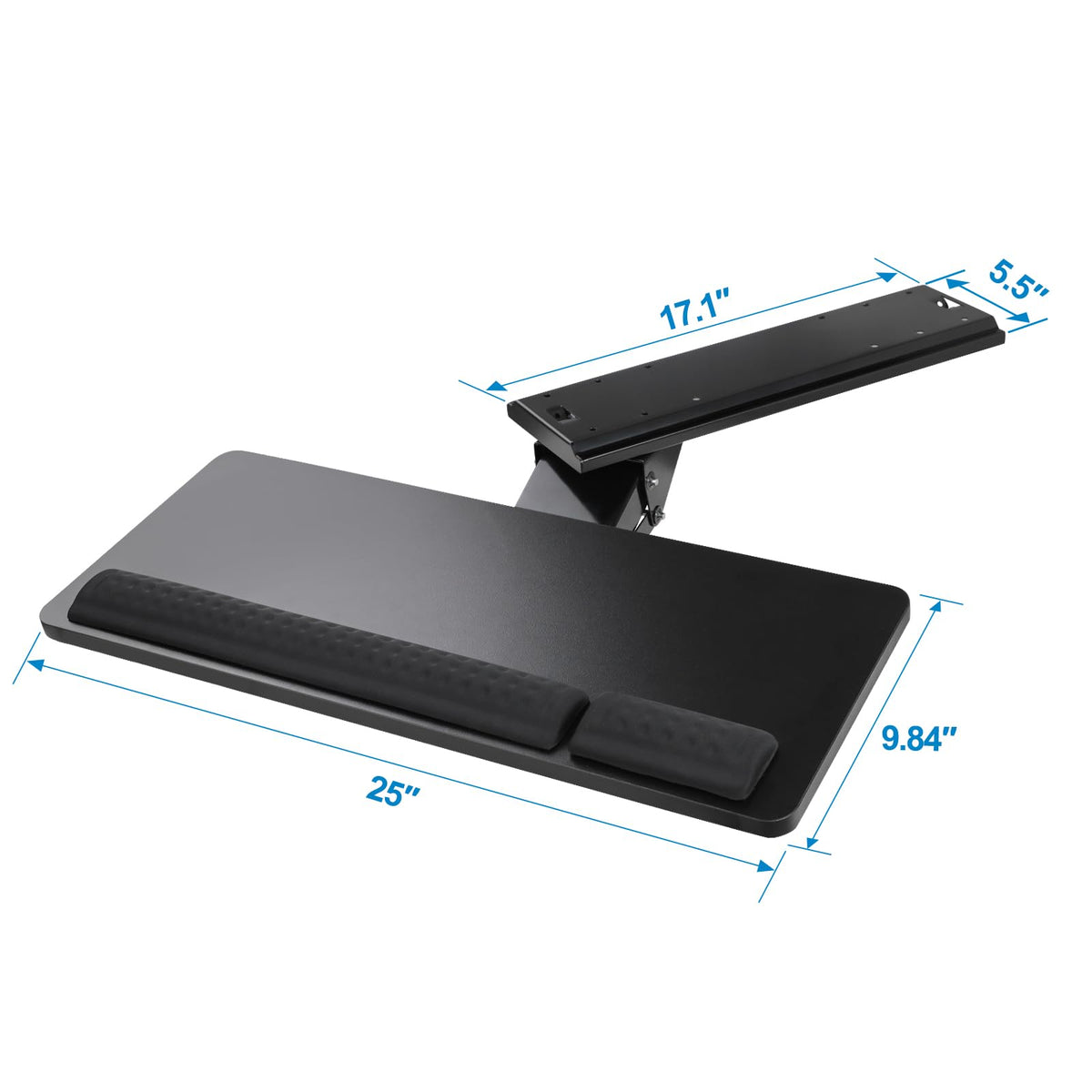 Cartmay Keyboard Tray Under Desk,25x9.84'' Large Slide Out Swivel Tilt Computer Keyboard Drawer for Home Gaming Office Desk, Dual Mount,Black