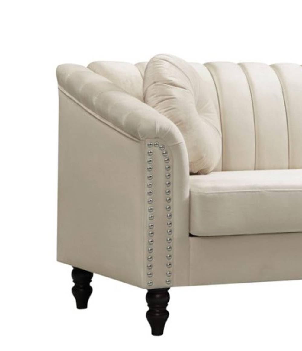 UOCFYK Accent Chair, Single Couch Chair with Style Button Tufted, Scroll Arms and Nailhead for Living Room, Office, Apartment, White