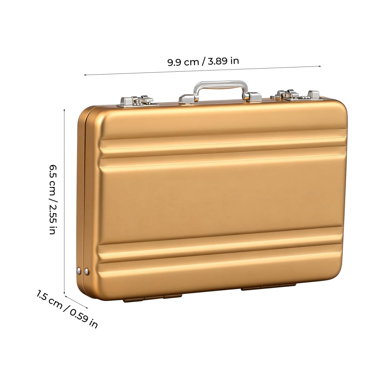 Mini Briefcase Metal Business Card Holder Case - Aluminum Postcard Box Portable, Gold Small Briefcases Gift with Waterproof Pocket Credit Holder for Professional Women Men's Cards & ID Organizer