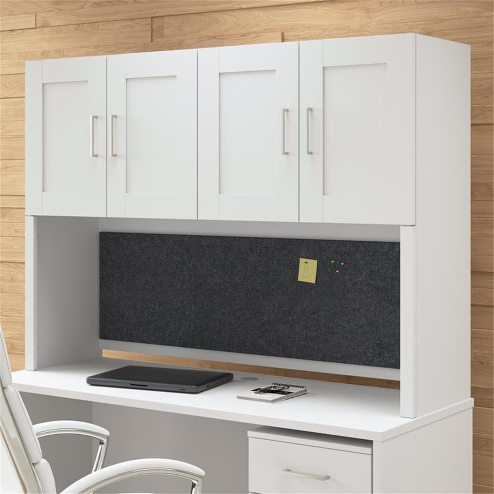 Bush Business Furniture 57W x 16H Acoustic Tackboard in Cool Charcoal, Polyester Fabric Bulletin Board for 60-inch Hutch