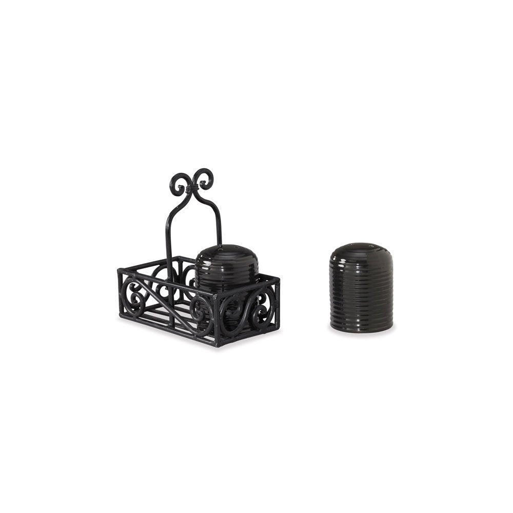 Black Village Scroll Salt and Pepper Caddy