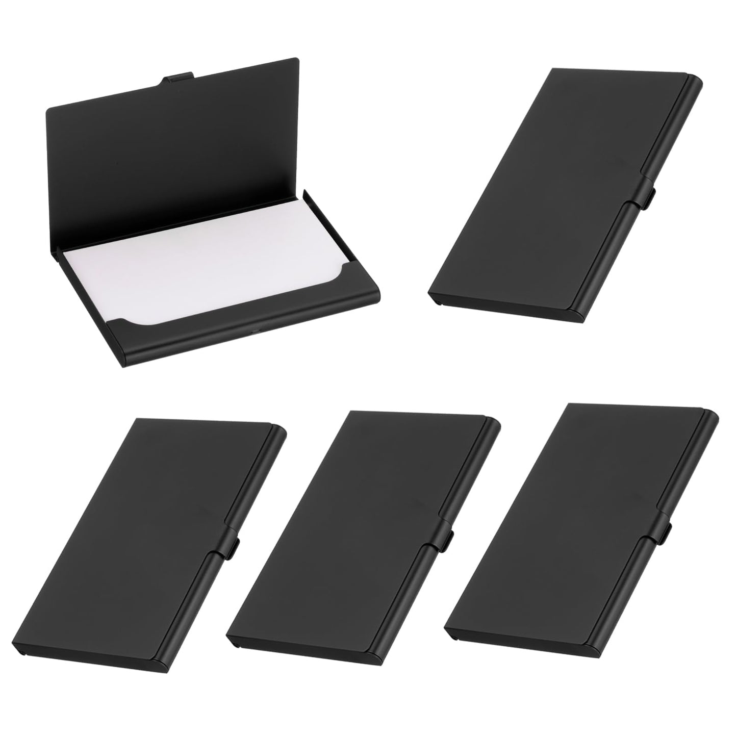 PATIKIL Business Card Holder, 5Pcs Aluminum Metal Card Case Professional Pocket Card Holder for Name Card Credit Card, Black