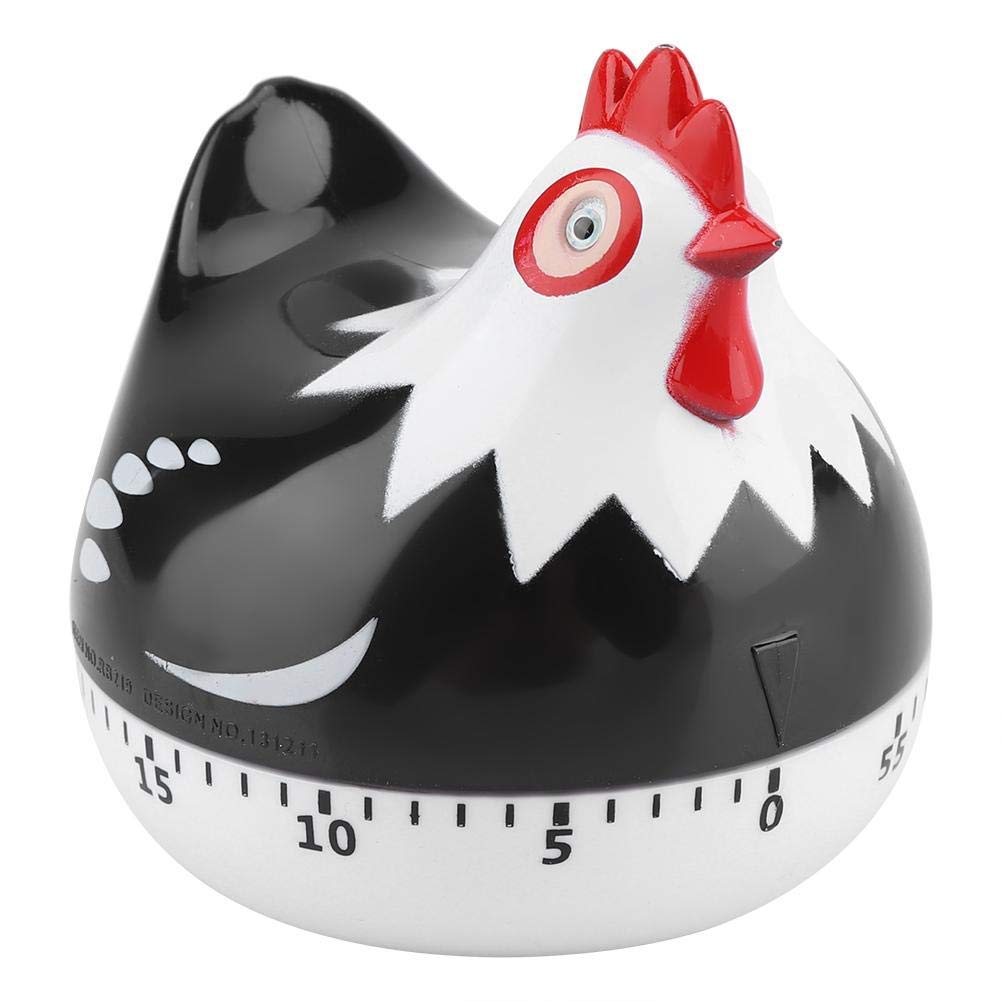 Chicken Pattern Timer, Chicken Pattern Countdown Kitchen Timer Reminder for Cooking Baking(Black)