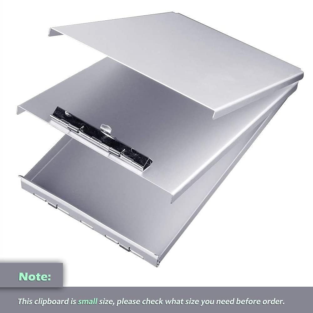 Sunnyclip Aluminum Clipboard with Storage(Memo Size), Recycled Metal Form Holder Binder Fits Paper Size up to 5.66 x 9.5 inches, A5 Size
