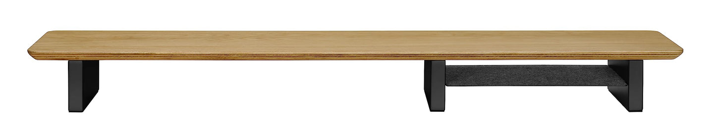 IVE Design White Oak Wood Desk Shelf for Top of Desk 44 Inch Length Wood Monitor Riser with Middle Shelf