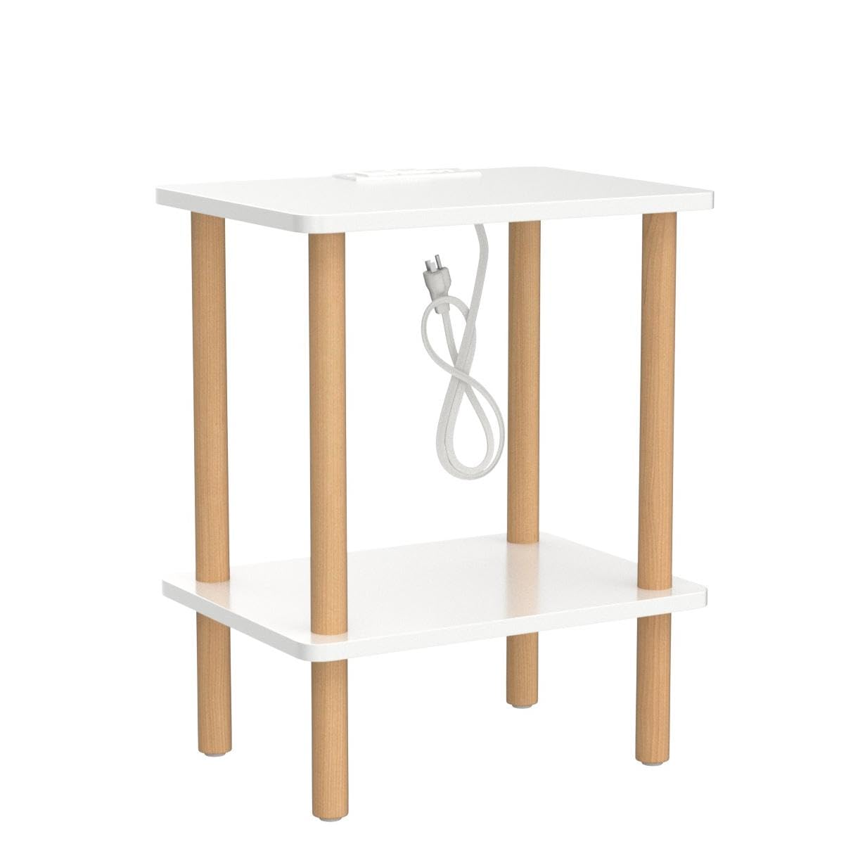 FORAOFUR End Table with Charging Station, End Tables with USB Ports and Outlets, Small Side Table for Living Room, Bedroom & Office, Two-Tier Narrow Side Table, Easy Assembly
