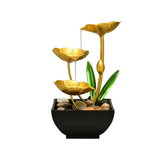 Qingyingge 11‘’ H Gold Tabletop Water Fountain, Zen Desktop Waterfall, Indoor Lotus Desktop Decorative Fountain, Home Bathroom Bedroom Decor.