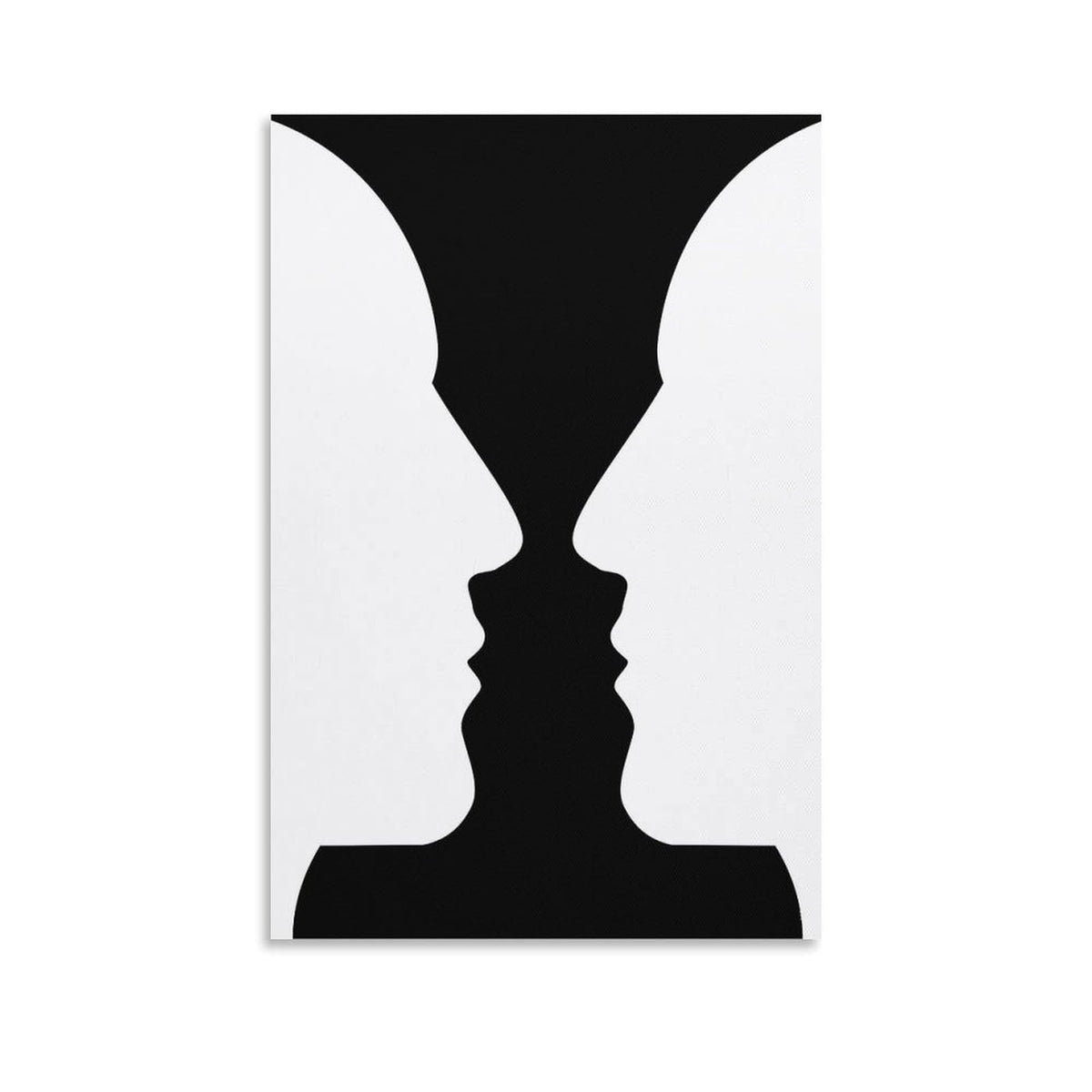 Optical Illusion Vase Faces Canvas Printing Wall Art Prints Posters Black And White Minimalist Scandinavian Wall Decor for Living Room Bedroom Office Study Classroom Modern Home 12x18inch(30x45cm)